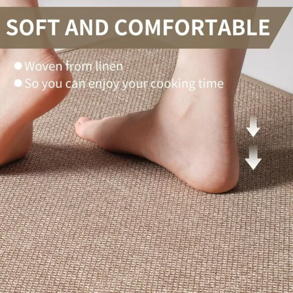 New 17 x 30In Non-Slip Kitchen Rug, Washable Absorbent Brown Floor Mat for Home